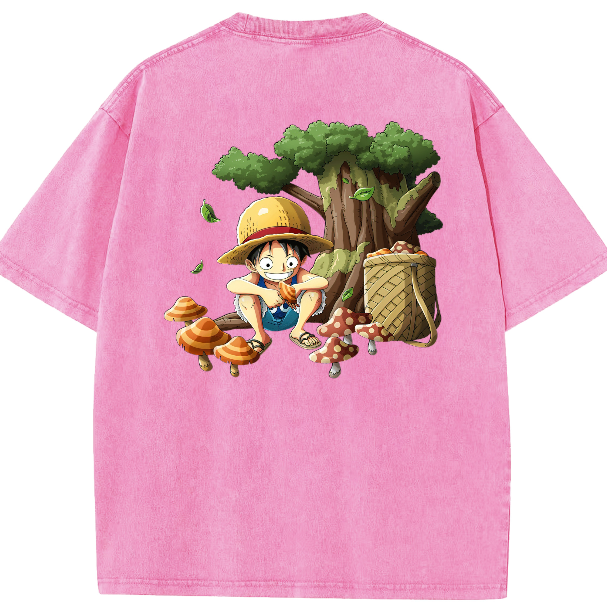 ワンピース モンキー・D・ルフィ ONE PIECE Monkey D. Luffy 綿100% ヴィンテージ風 半袖Tシャツ（背面プリント）